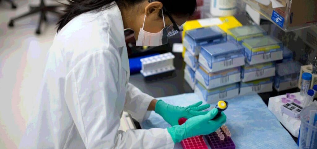 Researcher making an experiment